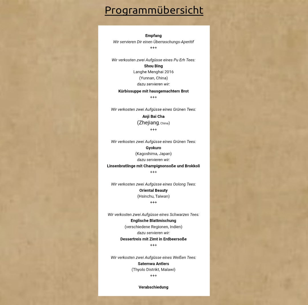 Tee im Wandel der Epochen - Eintrittskarte für 2 Personen